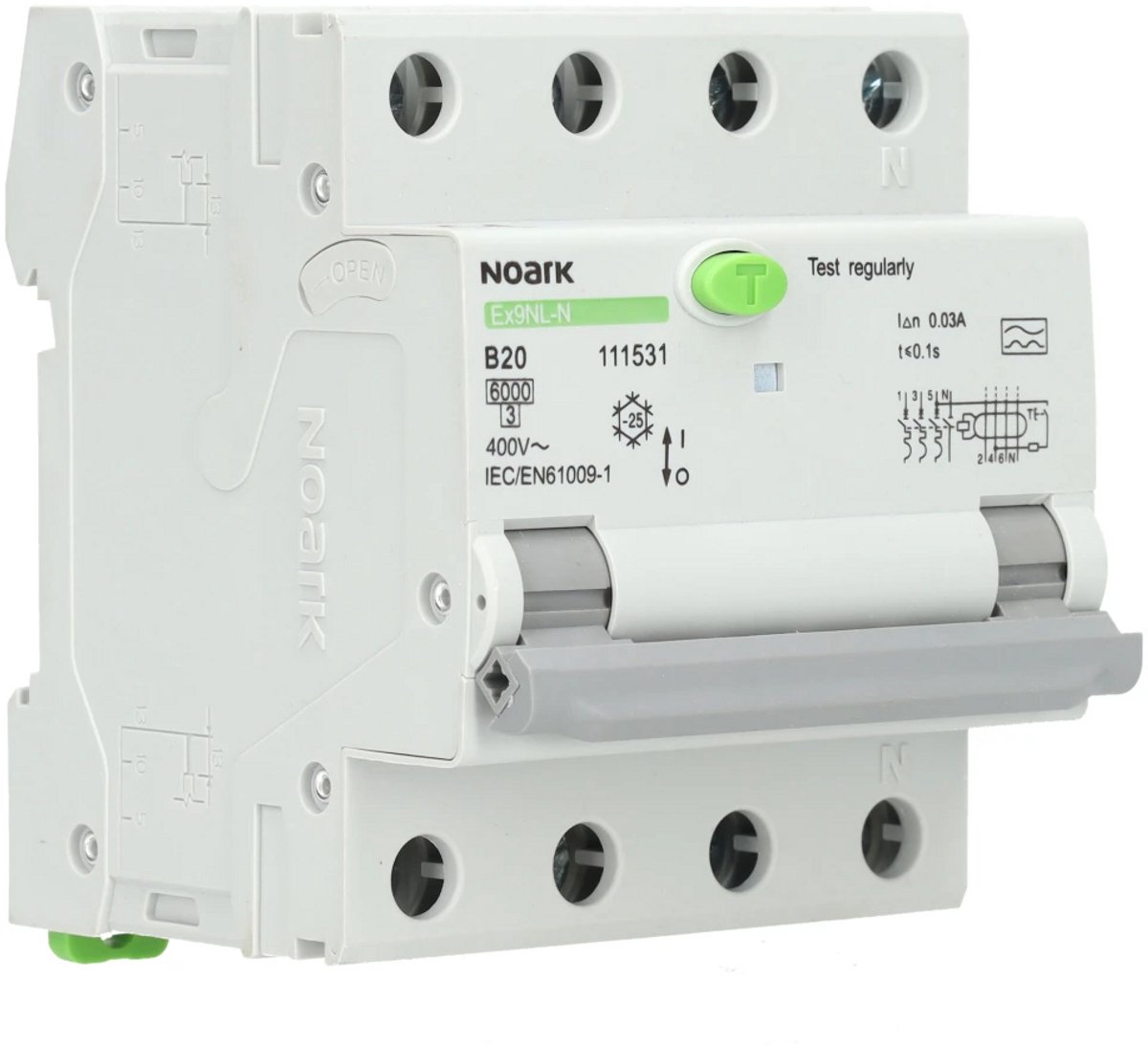 Noark aardlekautomaat B20 3P+N 30mA Type A (111531)