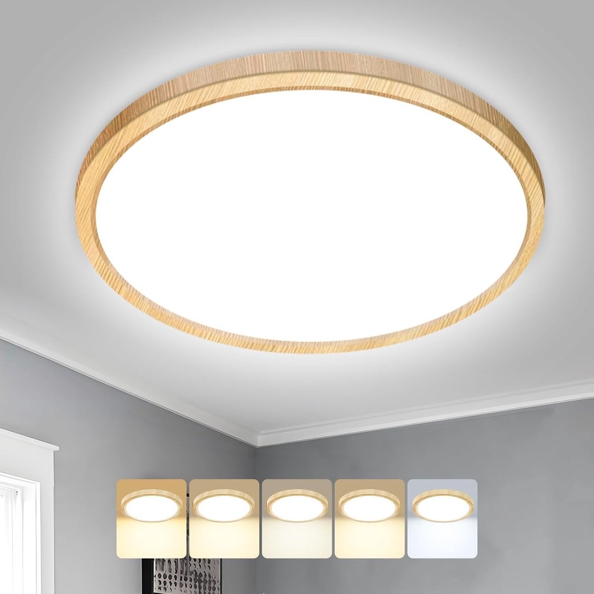 Moderne LED Deckenlamp met 5 Kleuren en IP54 Waterdicht, 18W Geschikt voor Badkamer, Slaapkamer en Woonkamer, 3000K-6500K Verlichting