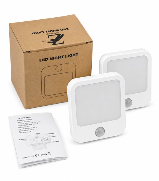 ZoeZo Nachtlampje Stopcontact met Bewegingssensor 2 Stuks - Dimbare LED-Lamp - Warm Wit Licht - Dag en Nacht sensor van ZoeZo Design — afbeelding 2
