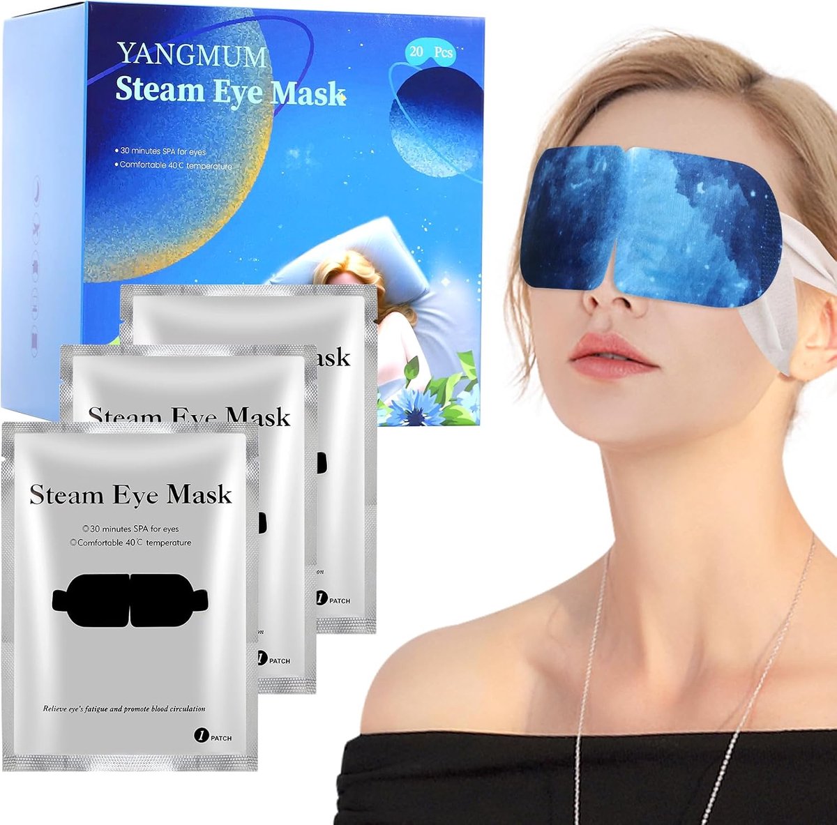 SnelShoppen - Verwarmend Oogmasker 20 Stuks voor Ontspanning, Geurloos, Ideaal voor Droge Ogen en Migraine, Zelfverwarmend, Perfect als Slaapmasker