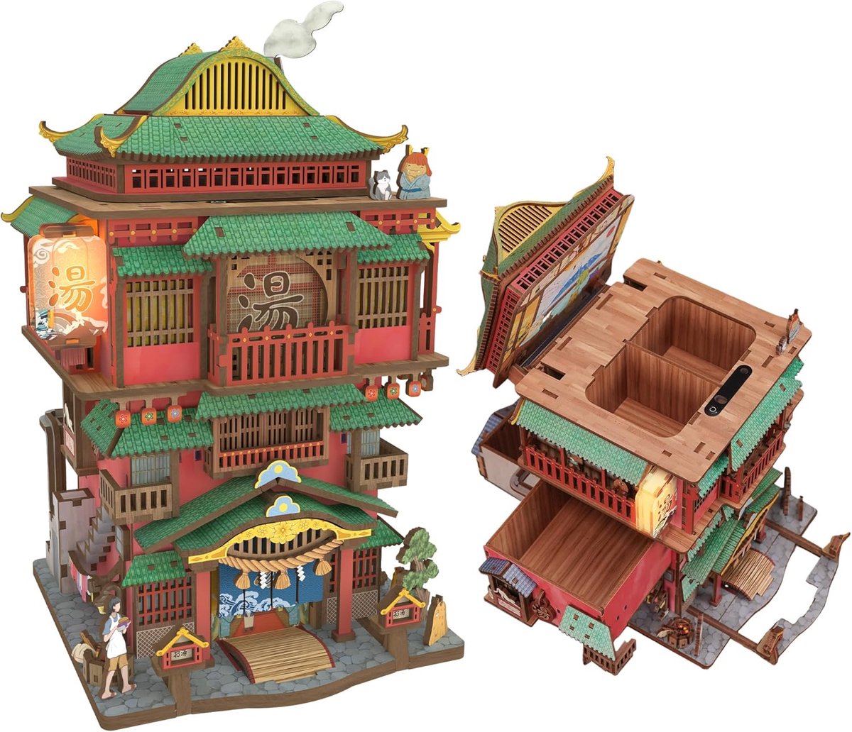 SnelShoppen - 3D Puzzel Set voor Volwassenen, DIY Houten Modelbouw Kit, Multifunctionele Desktop Opslagset, Japanse Miniatuur Poppenhuis Decoratie, Ca