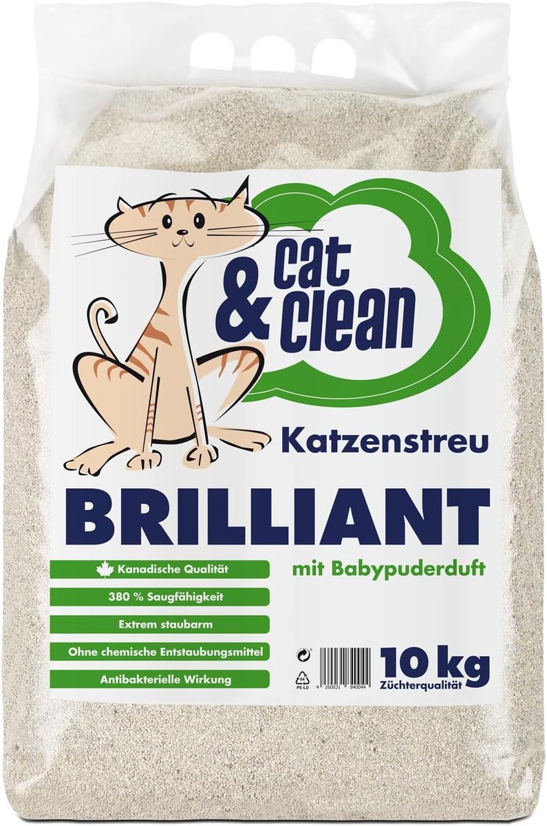SnelShoppen - Kattenbakvulling Cat & Clean CCB10 met baby poeder geur, 320% absorptie, natuurlijk, geurbindend, 10L voor optimale hygiëne