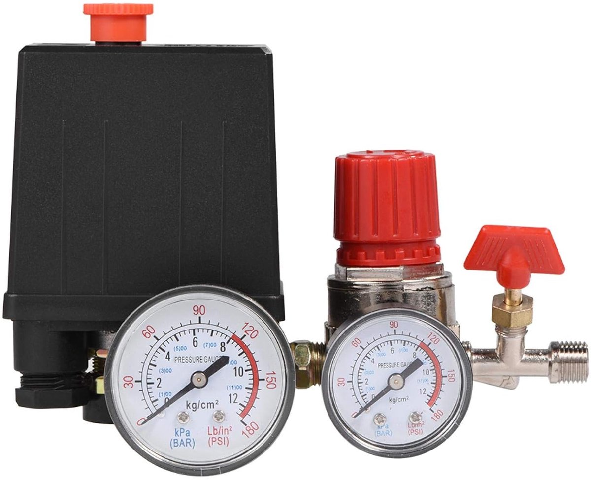 SnelShoppen - Air Compressor 12 bar - Drukschakelaar Compressor met Regulator - 3000L/min - 240V - 30-180 PSI - Ideaal voor Tuin, Werkplaats en Klusse