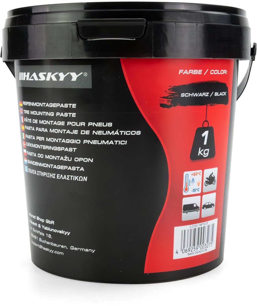 SnelShoppen - Tyre Mounting Paste 1 kg - Zwarte Bandenmontage Wax - Frictieverlagend, Voor Eenvoudige Bandenmontage en Demontage, Geen Beschadiging -