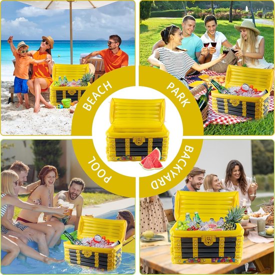 SnelShoppen - Inflatable Palm en Treasure Chest - Grote Opblaasbare Koelbox voor Dranken - Zwembad Bar en Decoratie voor Tuin, Strand en Feestjes van Snelshoppen — afbeelding 5