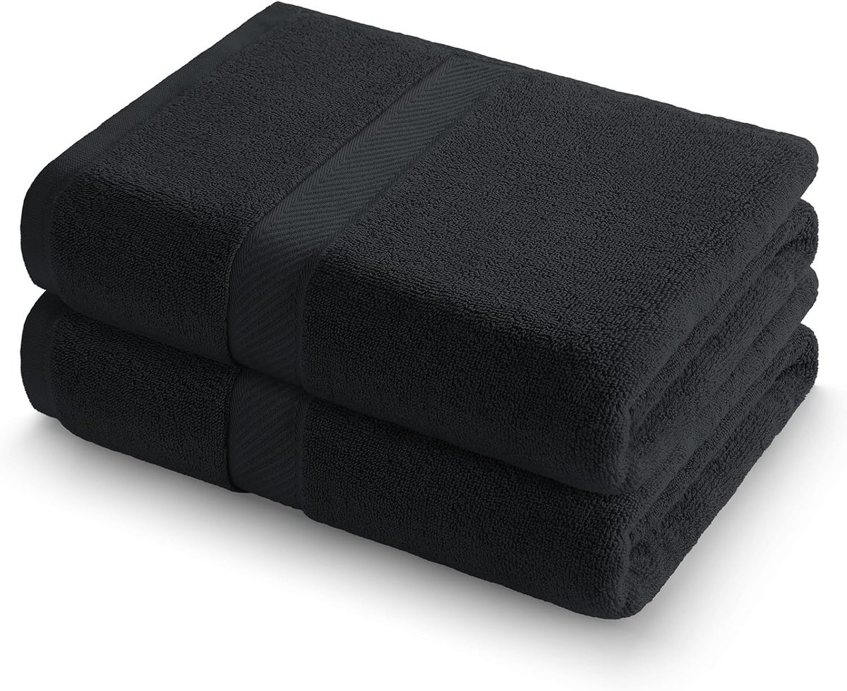 SnelShoppen - Set van 2 Badhanddoeken 100% Katoen, 500 g/m², Zacht en Absorberend, Wasbaar tot 60 °C, Comfortabele en Fluffy Handdoeken 70 x 140 cm, Z
