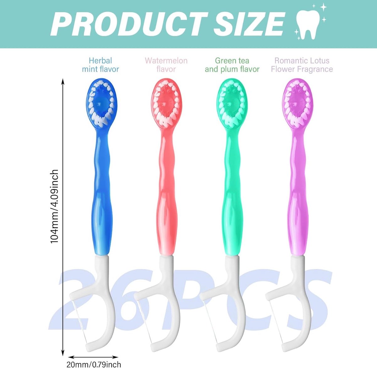 SnelShoppen - 26 Mini Reistandenborstels met Tandpasta, 5-in-1 Tandenborstel & Floss, Tongschraper, Gemengd Pakket, Perfect voor Camping & Reizen