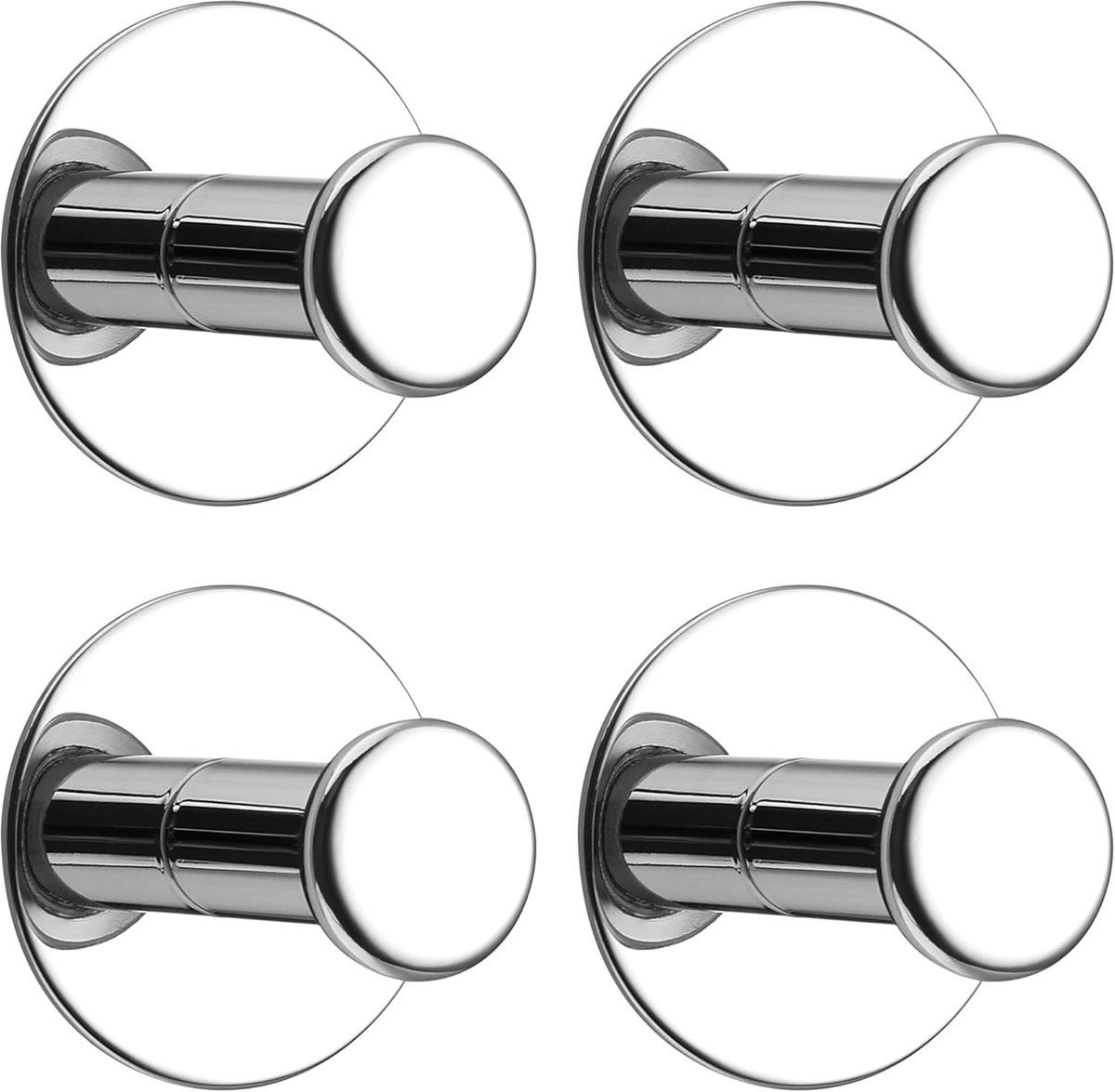 SnelShoppen - 4 Stuks Zelfklevende Handdoekhaken Polished Chrome, Geen Boren Nodig, RVS 304, Ideaal voor Badkamer, Keuken, Toilet, Woonkamer