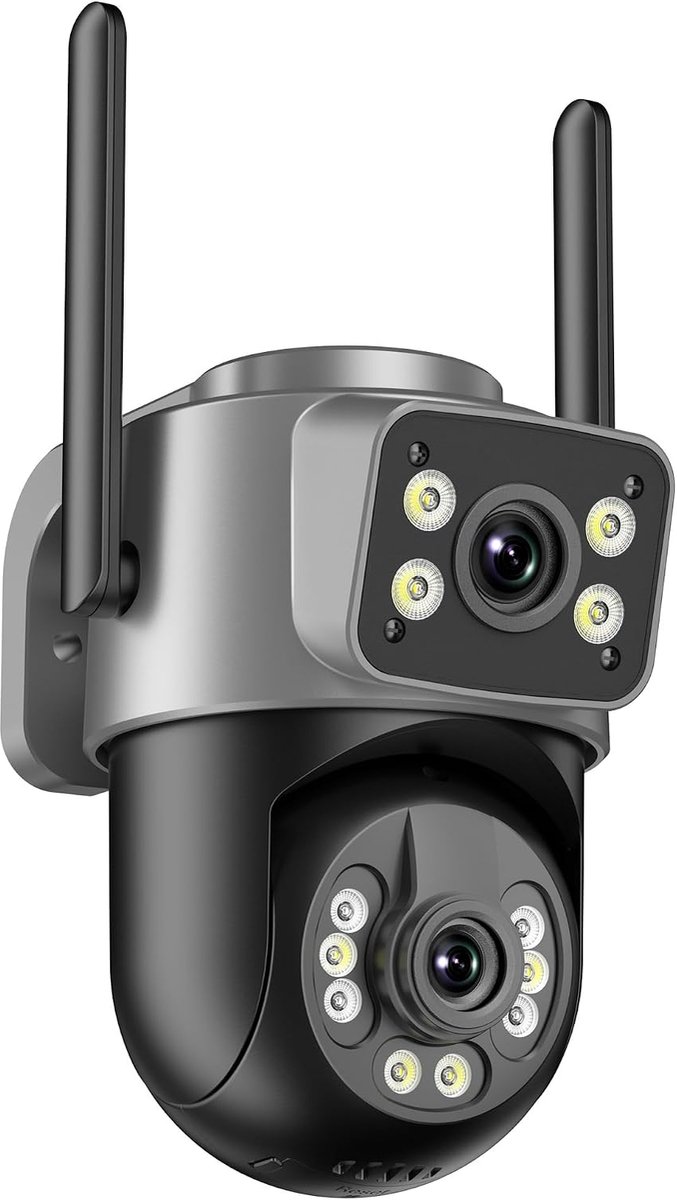 SnelShoppen - 2K WiFi Bewakingscamera met Dubbele Lens, PTZ IP-Camera voor Buiten, 360 Graden Panoramisch Zicht, Beveiligingscamera met Nachtzicht, Wi