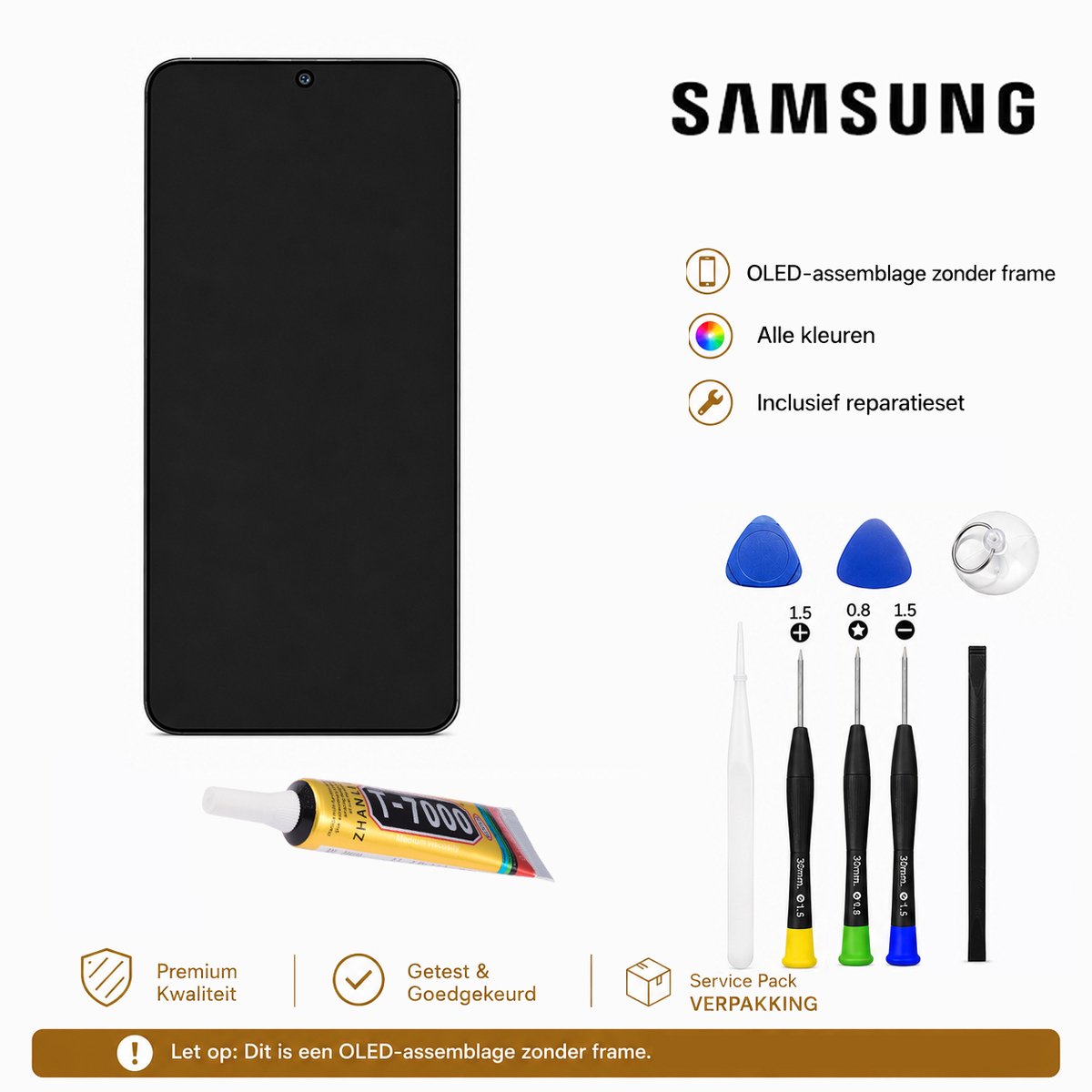 OLED Scherm zonder Frame voor Samsung Galaxy A16 A166 (2024) – Gereviseerd – Alle Kleuren - Incl. Reparatieset & GLUE