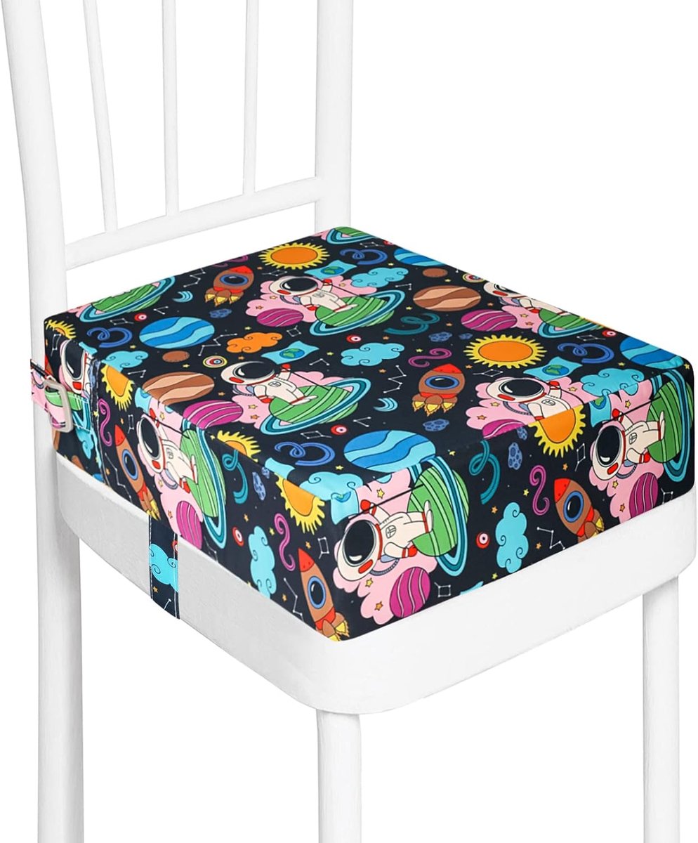 SnelShoppen - Verwijderbare Wasbare Booster Seat voor Peuters - Draagbare Verhoogde Eetstoel Kussen met 2 Veiligheidsriemen - Comfortabel Navy Blauw K