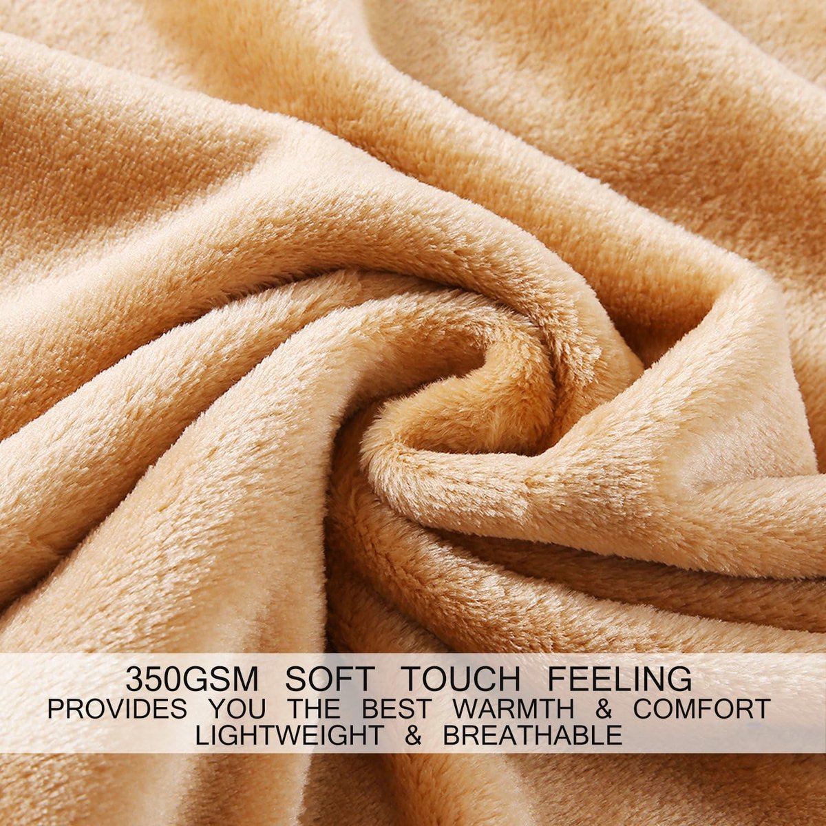SnelShoppen - Plaid Fleece Dekbed 220x240cm Khaki - Zacht en Warm Dubbel Beddeken - Flanellen Sofa Deken - Dubbelzijdig Omkeerbaar - Perfect voor Thui