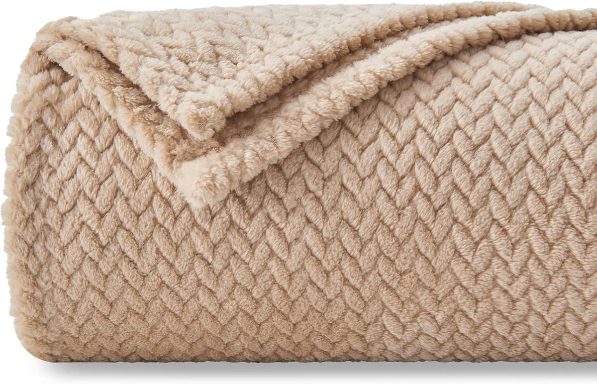SnelShoppen - Super Zachte Dekbedovertrek Premium Flanellen Fleece Bladpatroon Lichtgewicht Dekbed voor Alle Seizoenen (50"x60", Bruin)