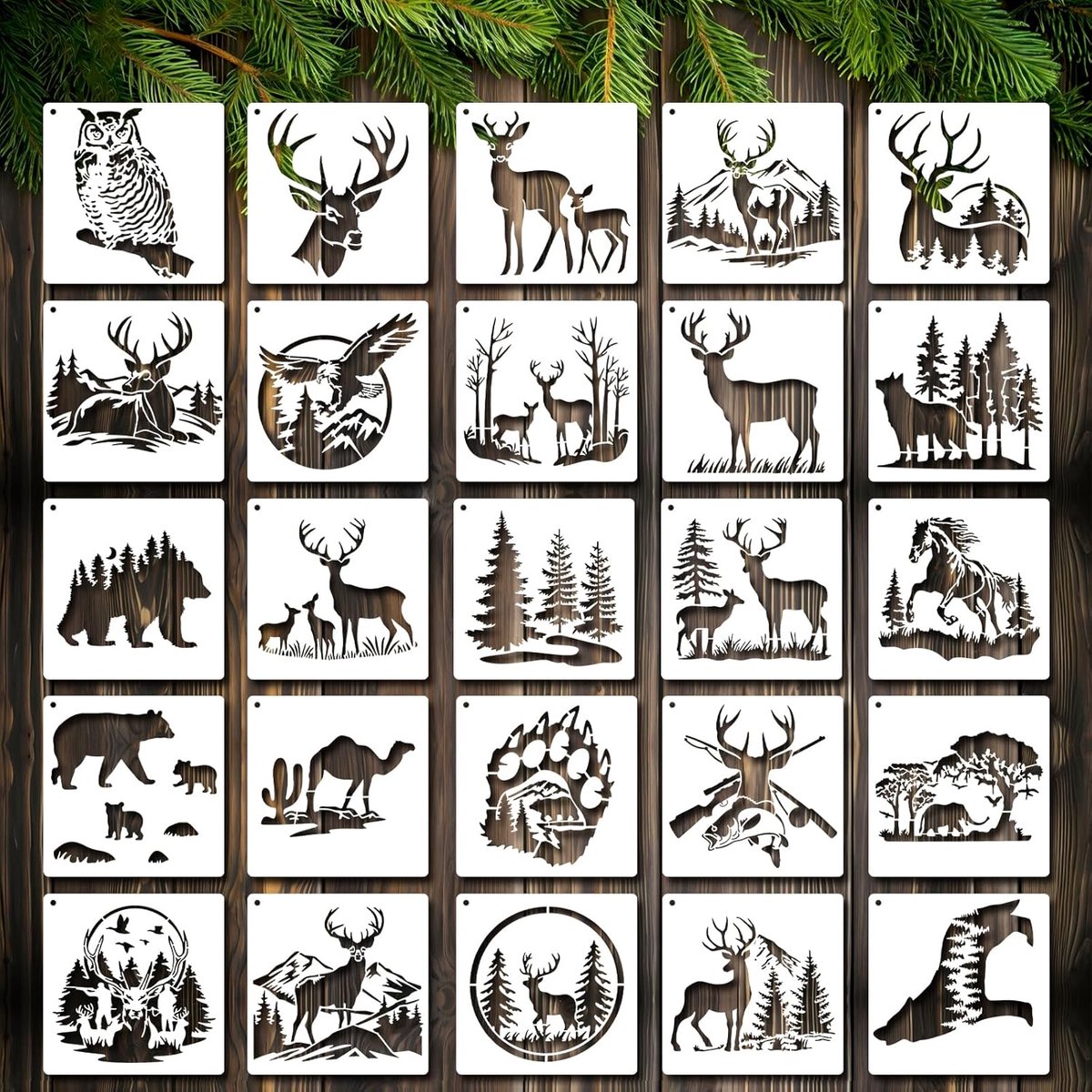 25 Stuks Herbruikbare Bosdieren Schilder Stencils voor Creatieve Decoratie