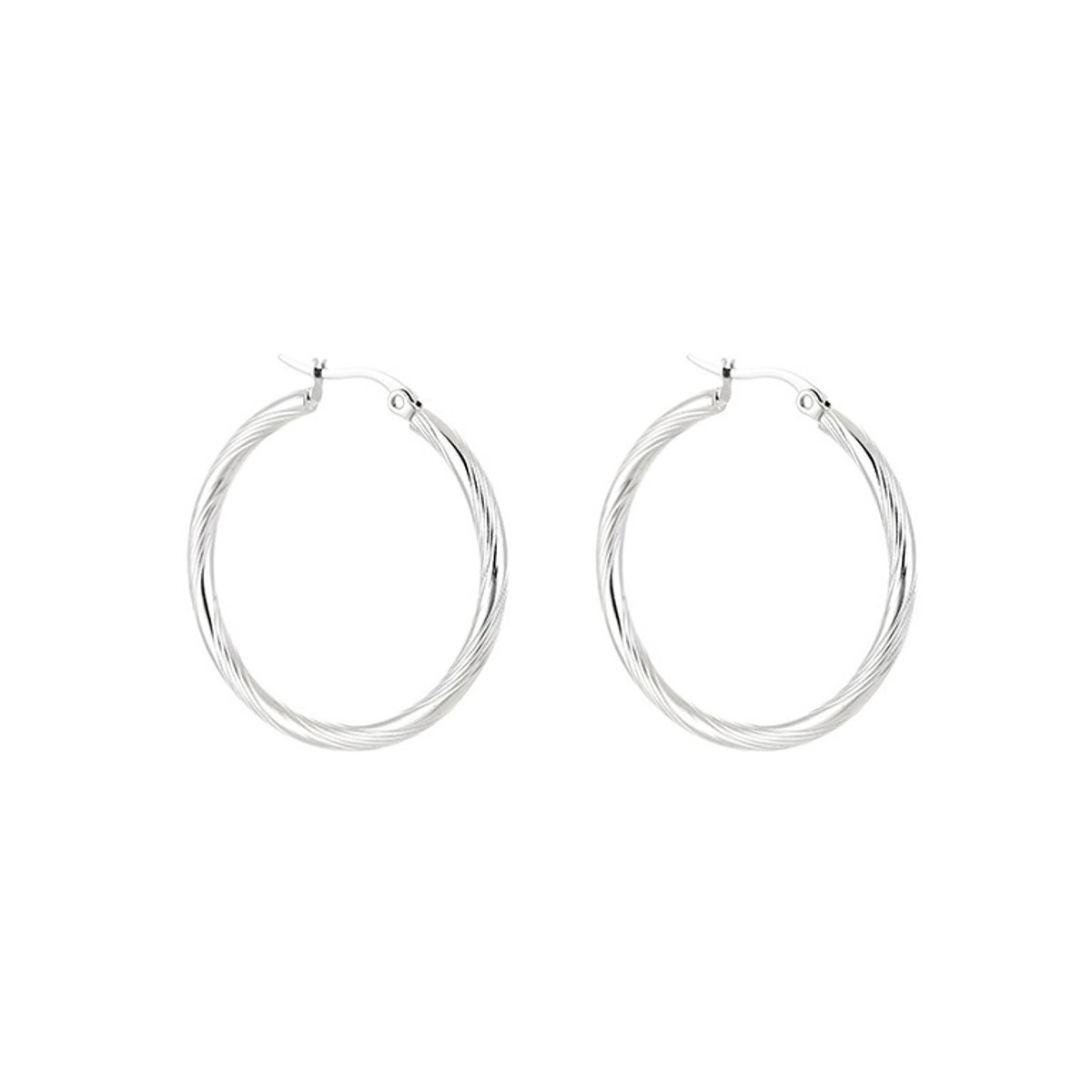 Stainless Steel Gedraaide Oorringen – Elegante & Getextureerde Oorringen - RVS - Zilver