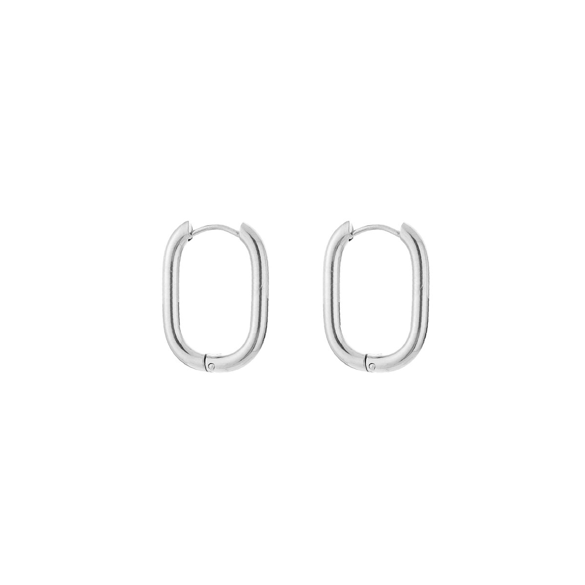 Stainless Steel Langwerpige Oorringen – Elegante & Geometrische Oorringen - RVS - Zilver