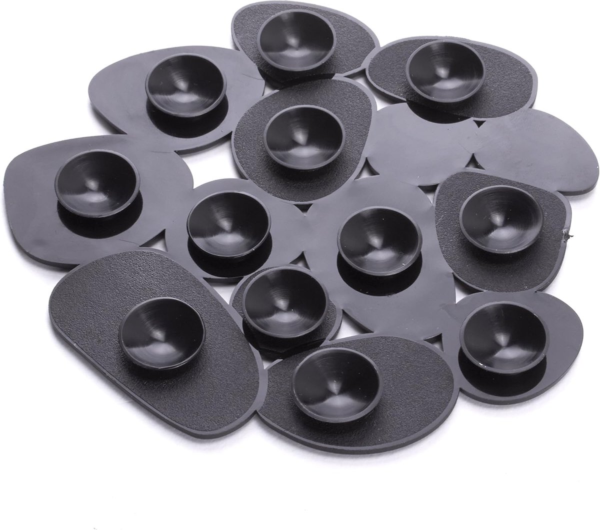 SnelShoppen - Antislip Douchemat, Badmat, Pebble Stone, 4 Stuks, Antibacterieel, Zwart, 13x11 cm, Veilig voor Kinderen en Dieren