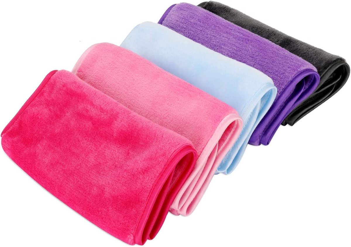 SnelShoppen - Microfibre Make-Up Verwijderdoeken (5 Stuks), Make-Up Remover Doekjes, Hypoallergeen, Wasbaar en Herbruikbaar, Zacht en Absorberend, Voo