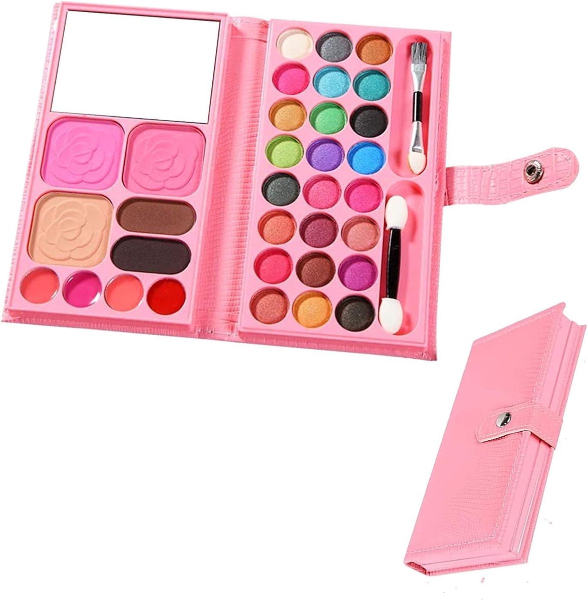 SnelShoppen - Kids Makeup Set voor Meisjes, Cosmétique Speelgoed, Wasbare Make-up Speelset, 24 Oogschaduws, Lipgloss, Rolspel Geschenk voor Verjaardag
