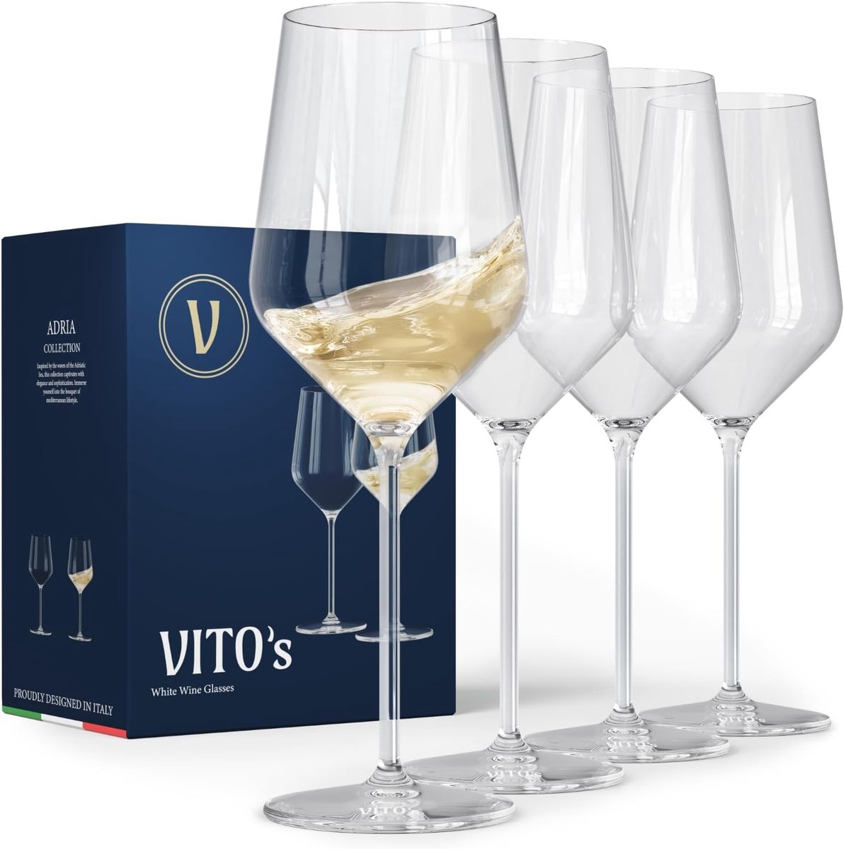 SnelShoppen - Set van 4 Witte Wijn Glazen van Kristal - Shatterproof, 400ml, Handgeblazen, Ideaal voor Feest, Tuin, Keuken, Perfect voor Rose en Wit