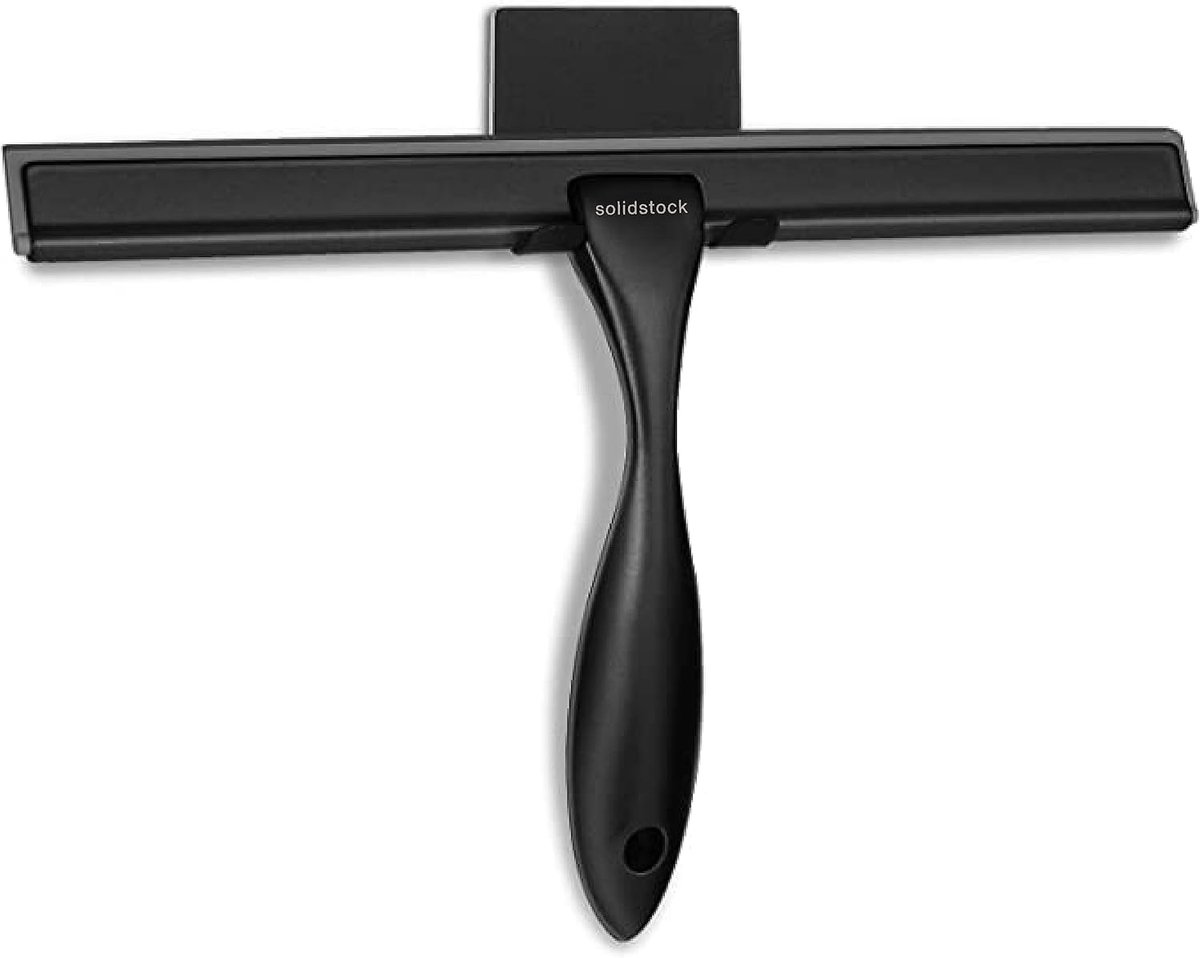 Douchewisser RVS - Trekker Chroom - Badkamer Reinigen - Monteren Zonder Boren - 26 cm Breed - Zwart