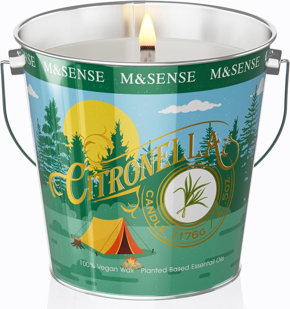 SnelShoppen - Citronella Eucalyptus Geurkaars 1177g - Buiten & Binnen Gebruik - 220 Uur Brandtijd - Natuurlijke Sojawas - Ideaal voor Zomer, Tuin, Cam