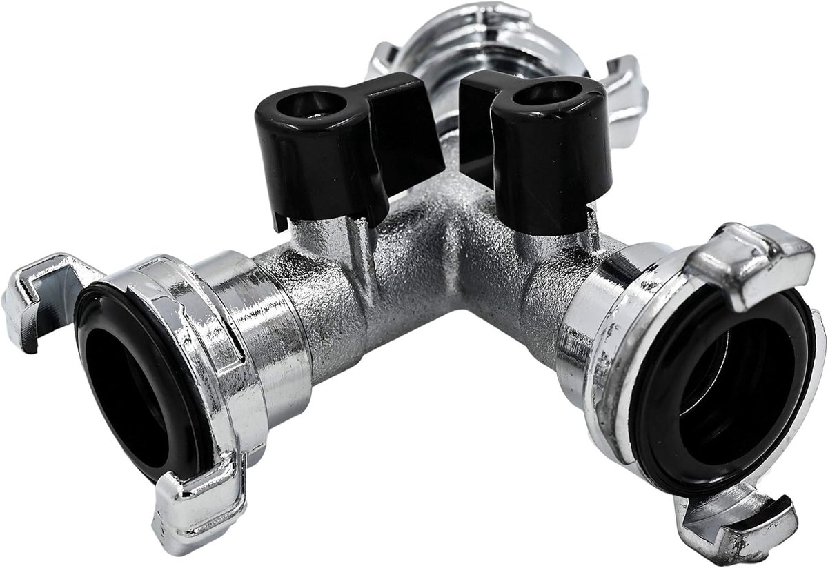 SnelShoppen - Y-verdeler GEKA met verwisselbare koppelingen in chroom/ messing - 3/4" aansluiting voor 3 slangen - Tuin, Camping, Industrie