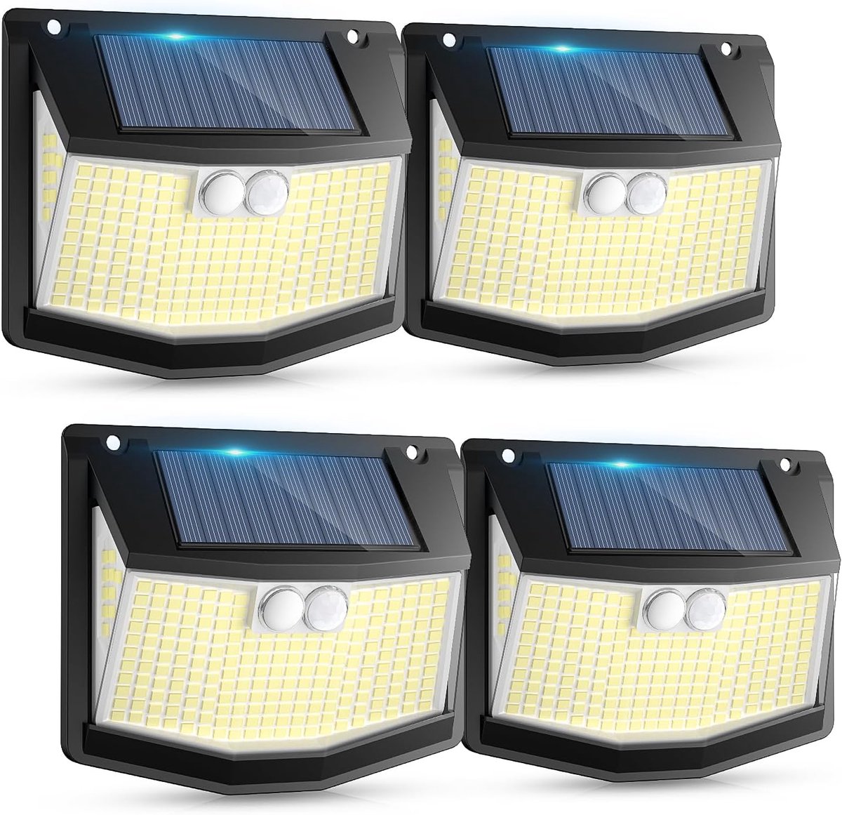 SnelShoppen - Solar Lights Outdoor Motion Sensor 248 LED Tuinlampen 3 Modes 270 Graden IP65 Waterdicht Set van 4 voor Garage en Tuin