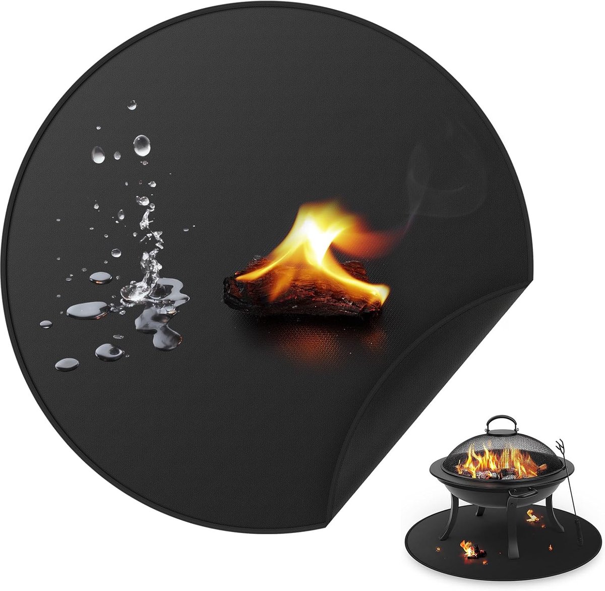 SnelShoppen - Vuurvaste Mat voor Solo Stove, Campfire, Ronde Onder Grill Dekentje 90 cm - Brandwerende BBQ Accessoires, Hittebestendig, Waterdicht, Ol