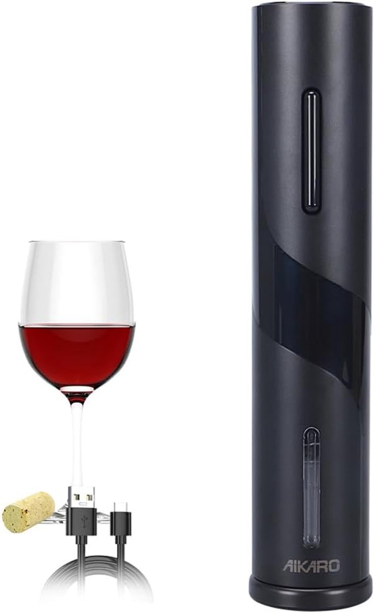 SnelShoppen - Elektrische Wijnflesopener Automatisch Kruikopener, Oplaadbaar, Ideaal voor Feest, Keuken, 40 Flessen, USB Oplaadbaar, Met Foliesnijder