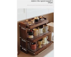 Koffiebar Mokhouder - Bekerrek Keuken - Aanrecht Organiseren - Trapeziumvormig Ontwerp - 52 x 20 x 40 cm - Bruin