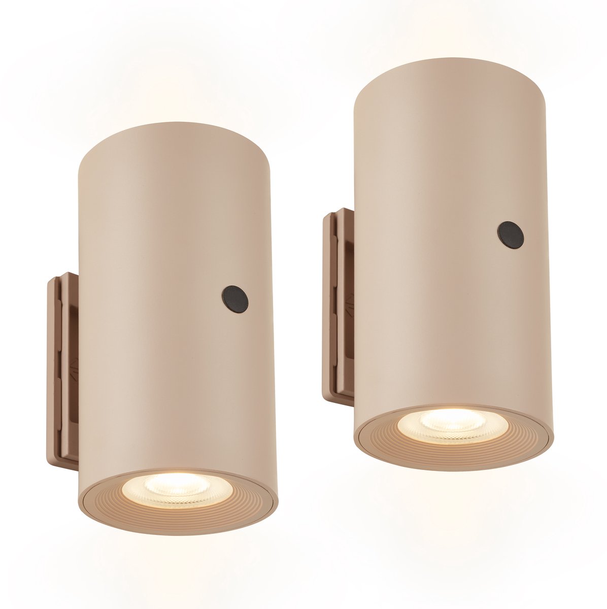 BRILONER Misy – Set van 2 Oplaadbare Wandlampen – zonder stroomaansluiting & boren – dimbaar met touch – warm wit licht – beige – Ø6 x 12cm