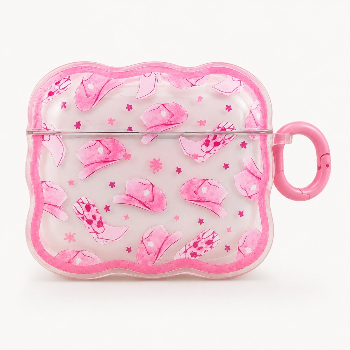 Enluxe Case geschikt voor Airpods 4 - Roze Tulpen Golfrand - Hoesje met Ring, Schokbestendig & Draadloos Opladen