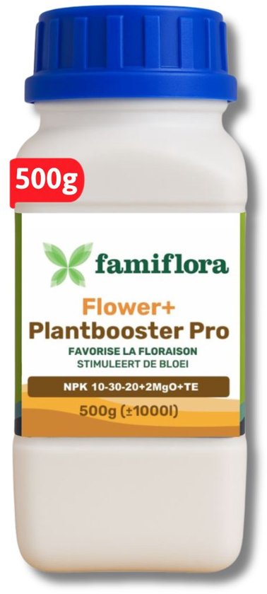 Famiflora meststof voor binnen- & buitenplanten - 500 g - Geschikt voor binnen- en buitenplanten, ook hydrocultuur en aeroponica - Stimuleert rijke bloemvorming en weelderige bloei