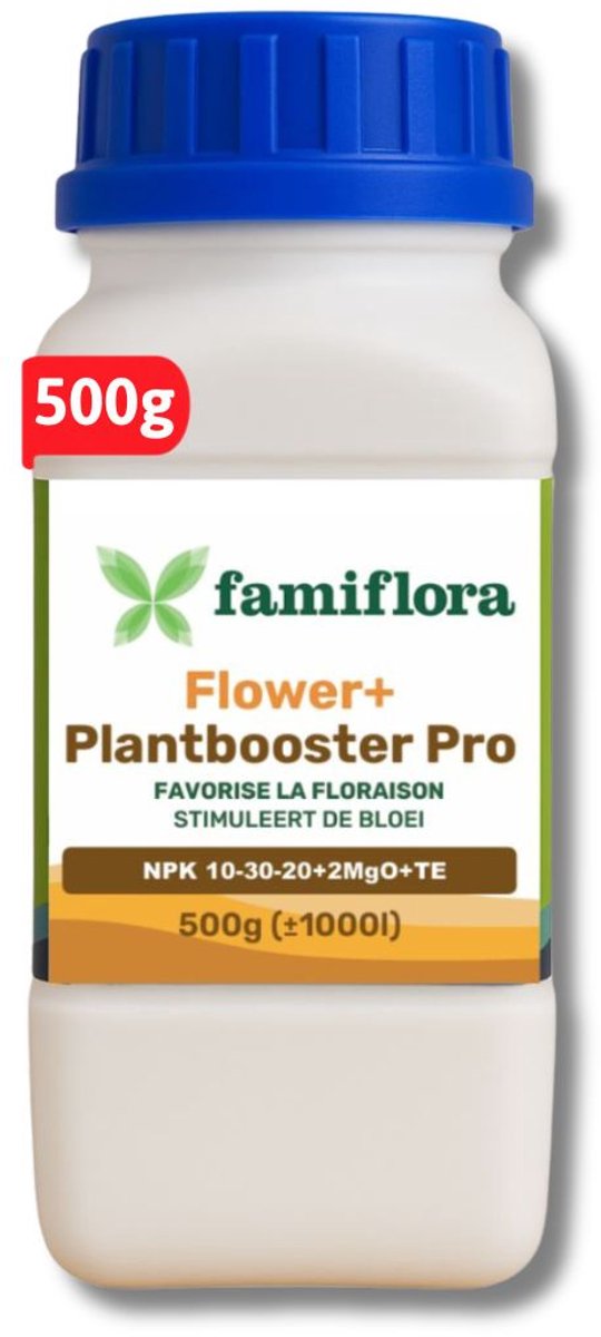Famiflora meststof voor binnen- & buitenplanten - 500 g - Geschikt voor binnen- en buitenplanten, ook hydrocultuur en aeroponica - Stimuleert rijke bloemvorming en weelderige bloei