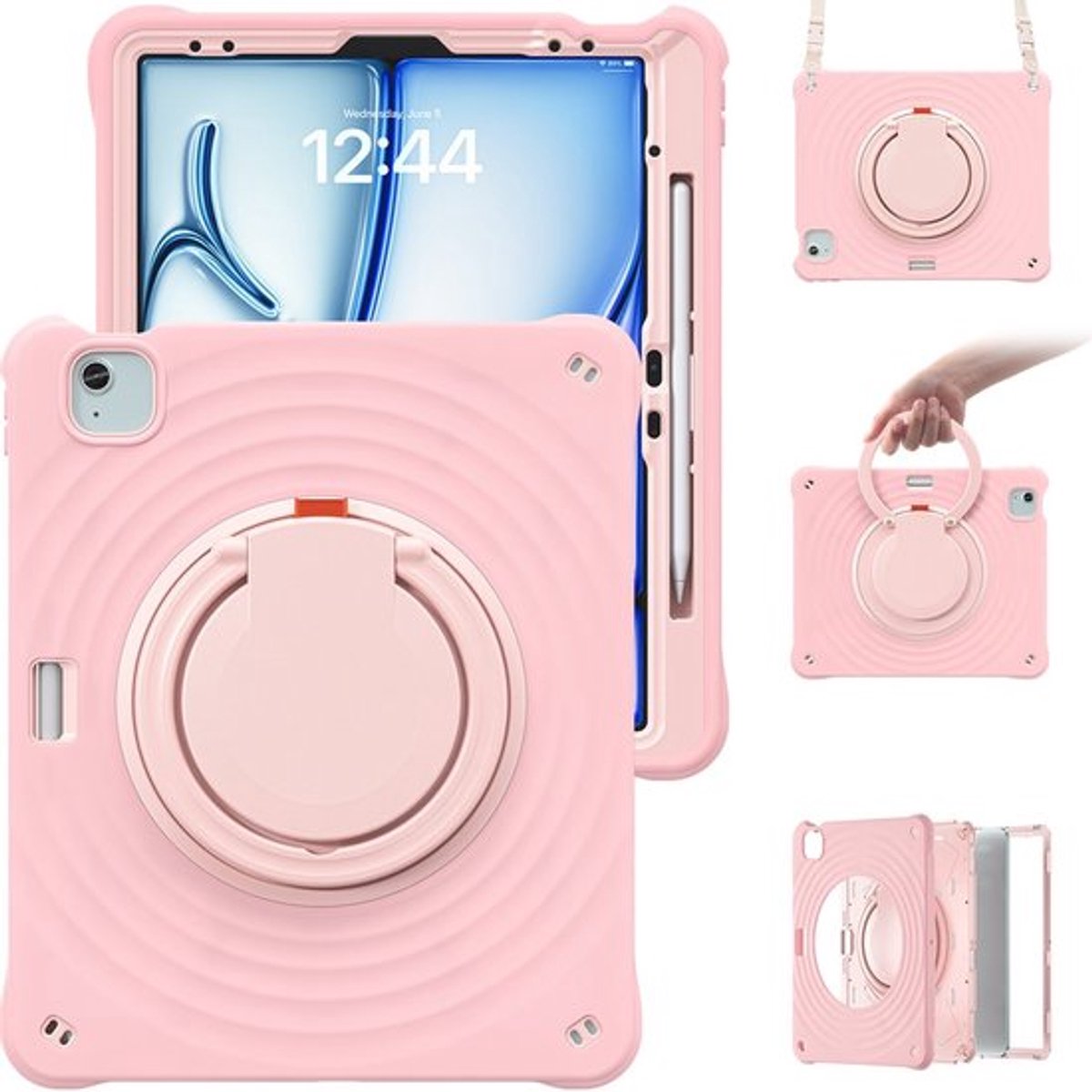 Geschikt voor Ripple schokbestendige 360° draaibare handgreep standaard hoes Geschikt voor iPad Air 13'' M2 M3