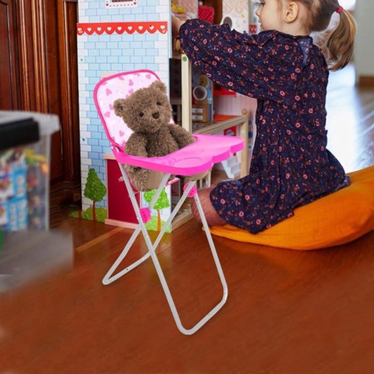 Opvouwbare poppenkinderstoel - Poppenvoeding speelmeubels voor knuffeldieren en poppen