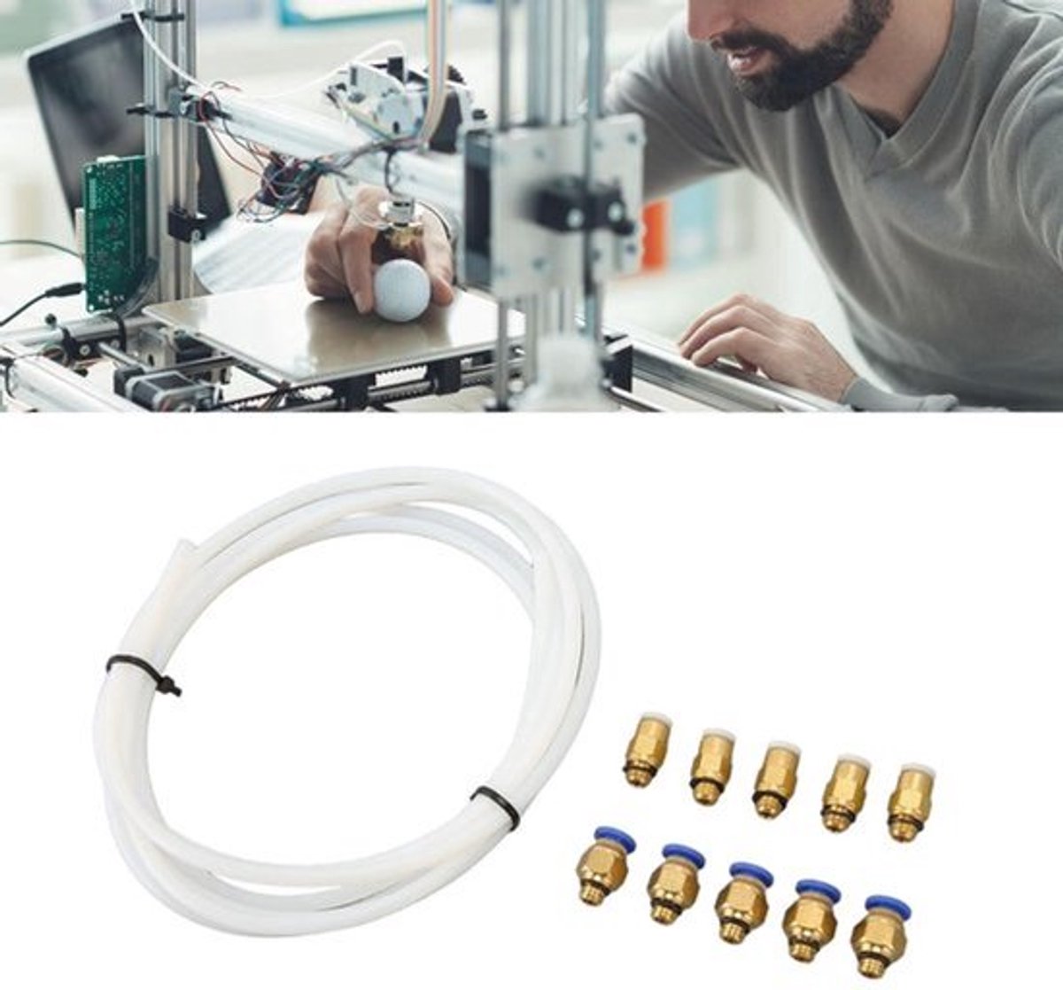 Content in HTML 4MM PTFE Slangset - Binnendiameter 2MM - voor Bambu Lab 3D-printer .