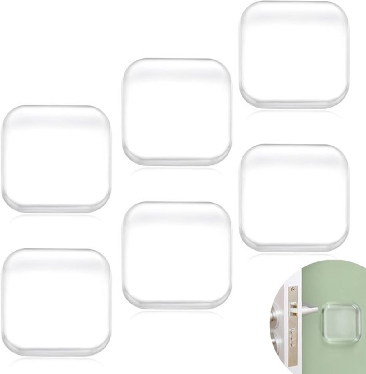 Deurstopper Rubber Transparant Zelfklevend - Beschermer voor Wand, Kast en Hoofdeinde - 6 Stuks