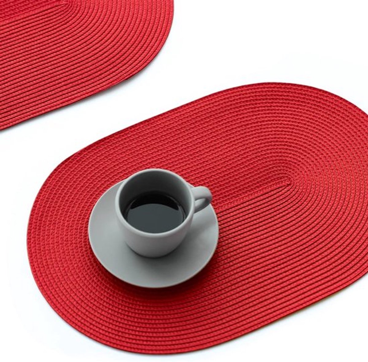 Vier ovale placemats - placemats - Rode Placemat - Rode Tafelmat - PP