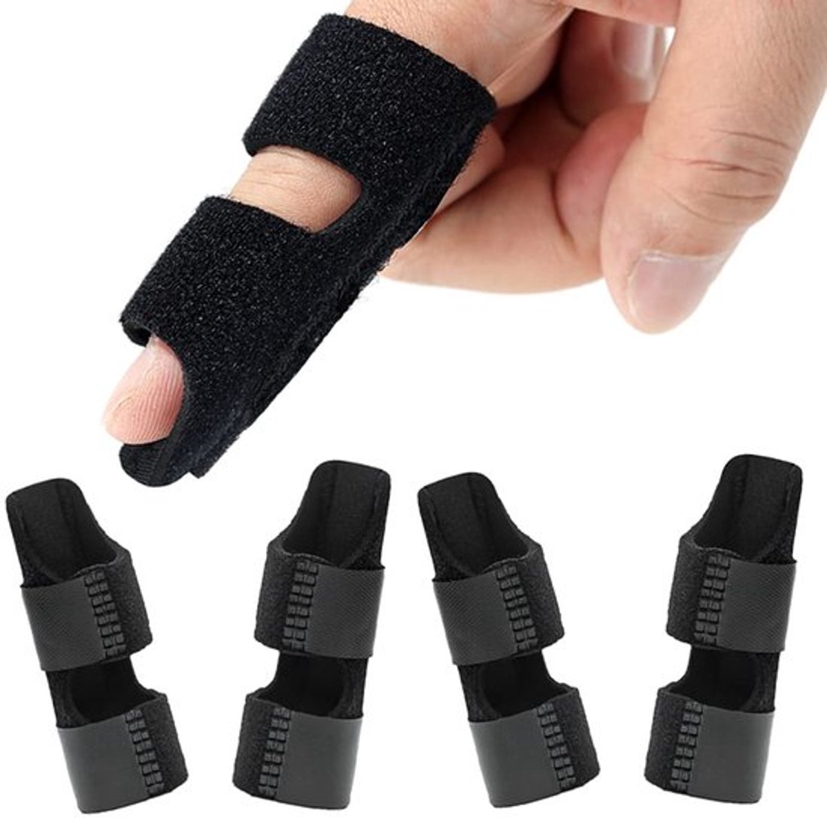 4 Stuks vinger-spalk en beugel voor knokkel-immobilisatie, gebroken beschermer en rechtzetten van artritis, pijnverlichting, past op wijsvinger, middelste ring-vingerfixatieband - fixatieband voor vijf vingers