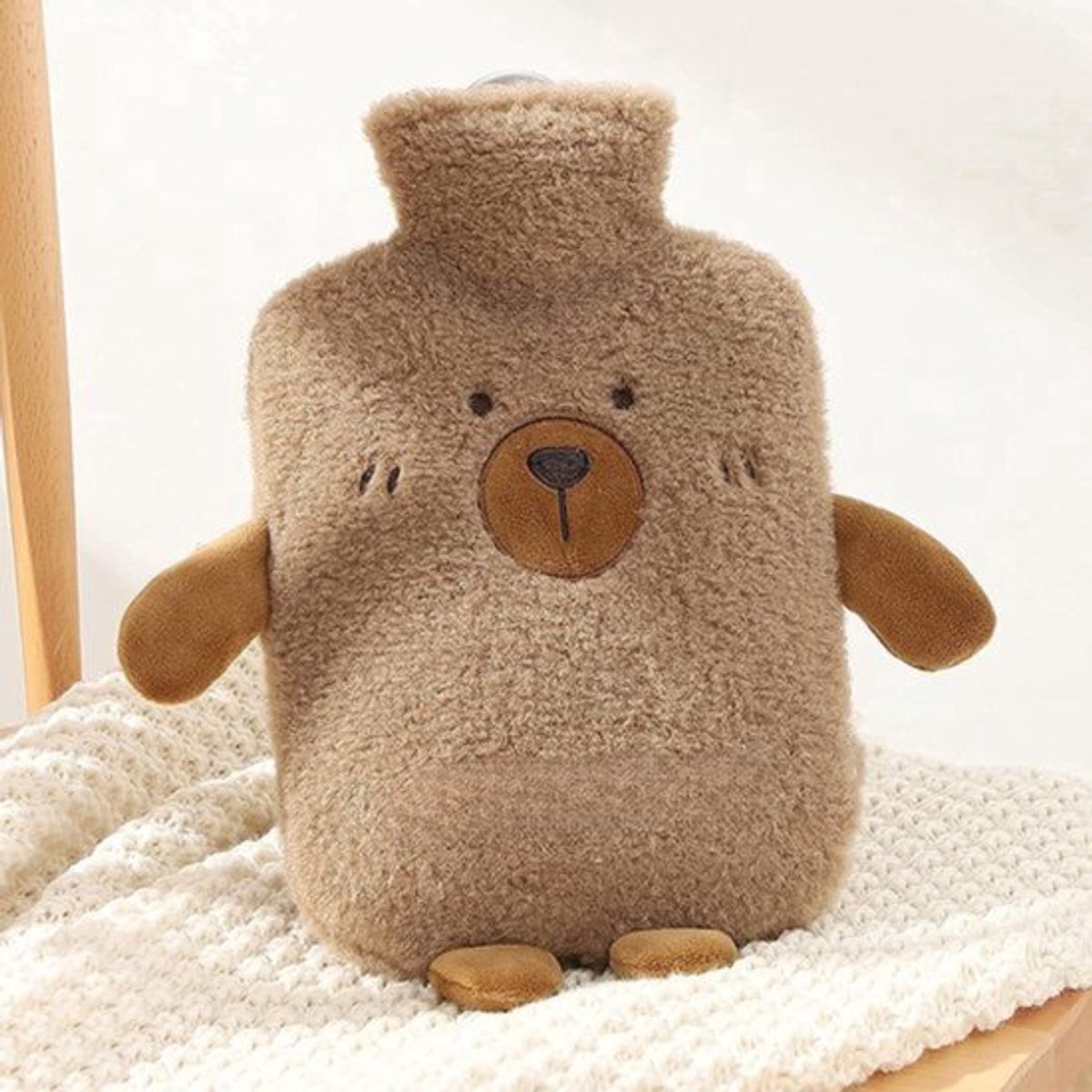 Hete waterfles met dierenhoes – Warme waterfles knuffel – 2 liter – Kinder warme waterfles – Dierenvormige warme waterfles – Fleece-dekenhoes – Helpt nek- en schouderpijn te verlichten