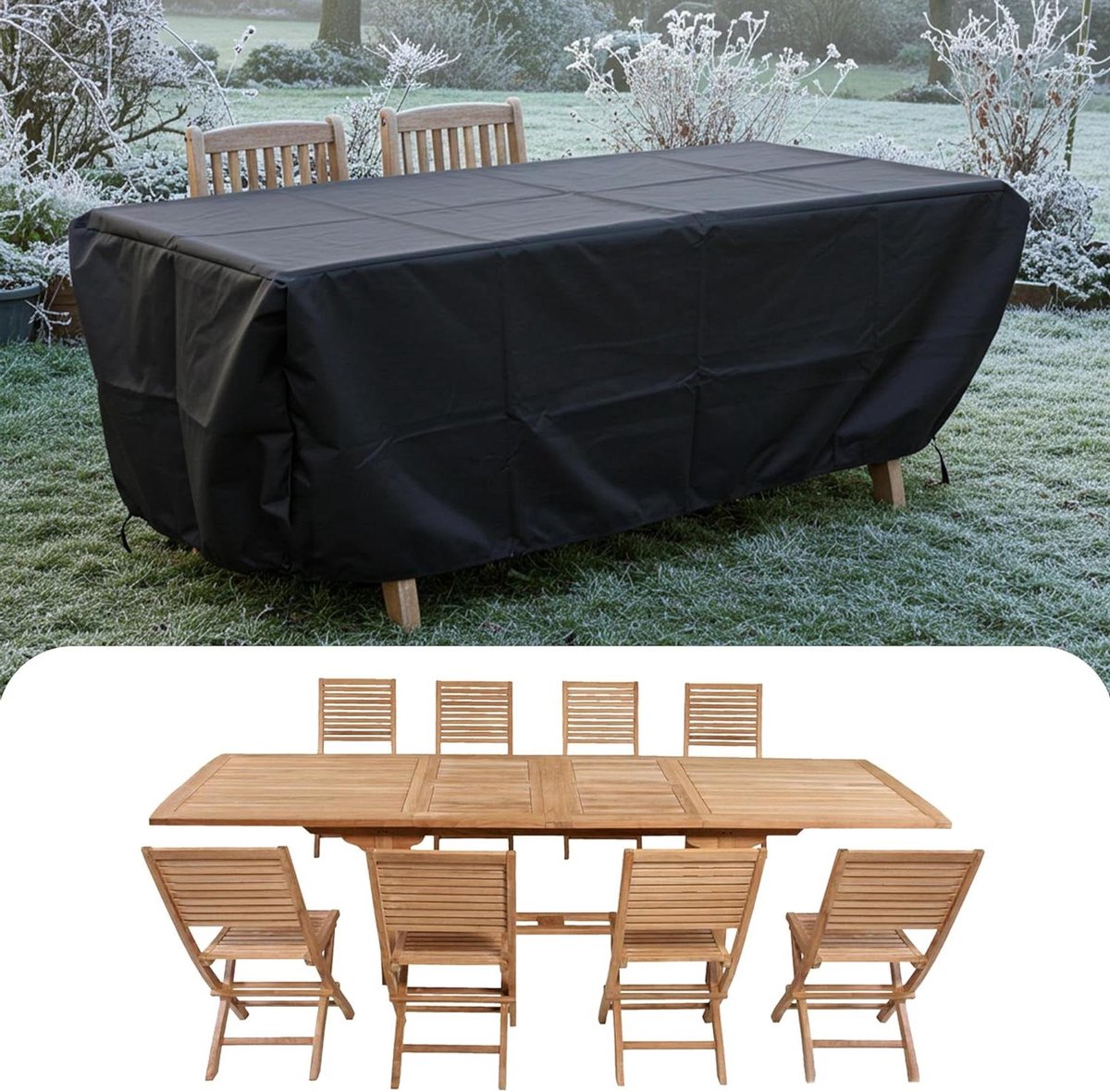 Tuinmeubelhoes - Beschermhoes Tafel - Meubels Beschermen - Waterdicht 420D Oxford - 200 x 55 x 50 cm - Zwart