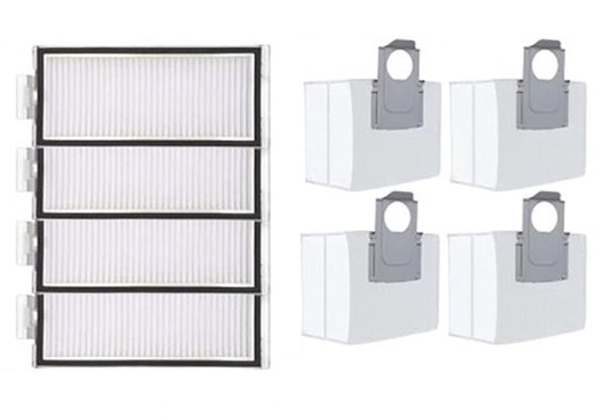 Geschikt voor Roborock T8/Q7+ / Q7 Max+ - HEPA-filter voor robotstofzuigers - Stofzakken - Vervangingsonderdelen - 4 filters + 4 stofzakken