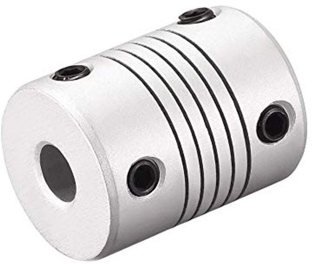 6mm naar 6mm koppeling as motor aluminium legering flexibele koppeling afdichting koppeling verbinding L25 x D19 zilver 2 stuks