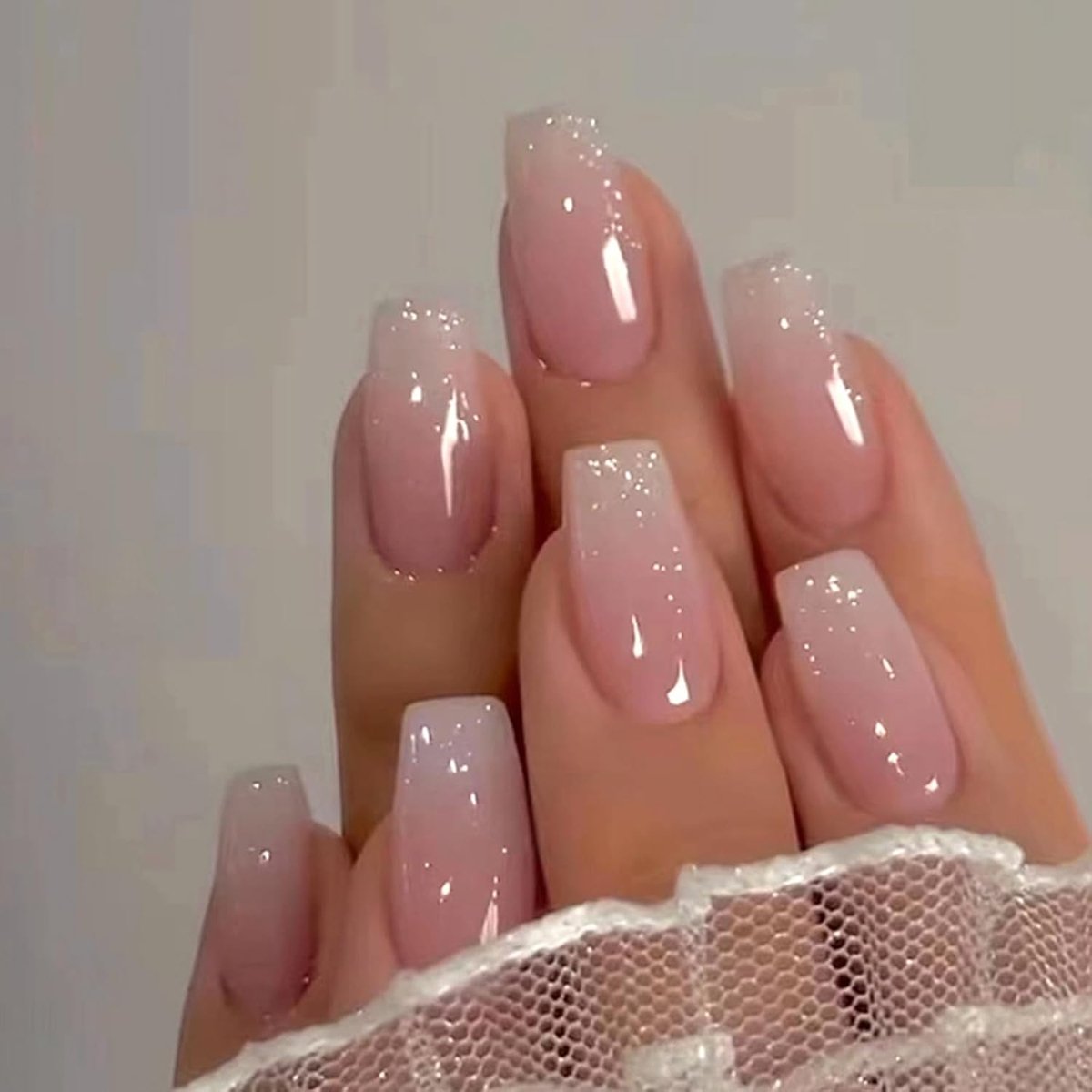 SnelShoppen - Pack van 24 Korte Vierkante Nepnagels Roze Ballerina Franse Acryl Nagels Volledig Bedekt voor Vrouwen Meisjes Manicure Set