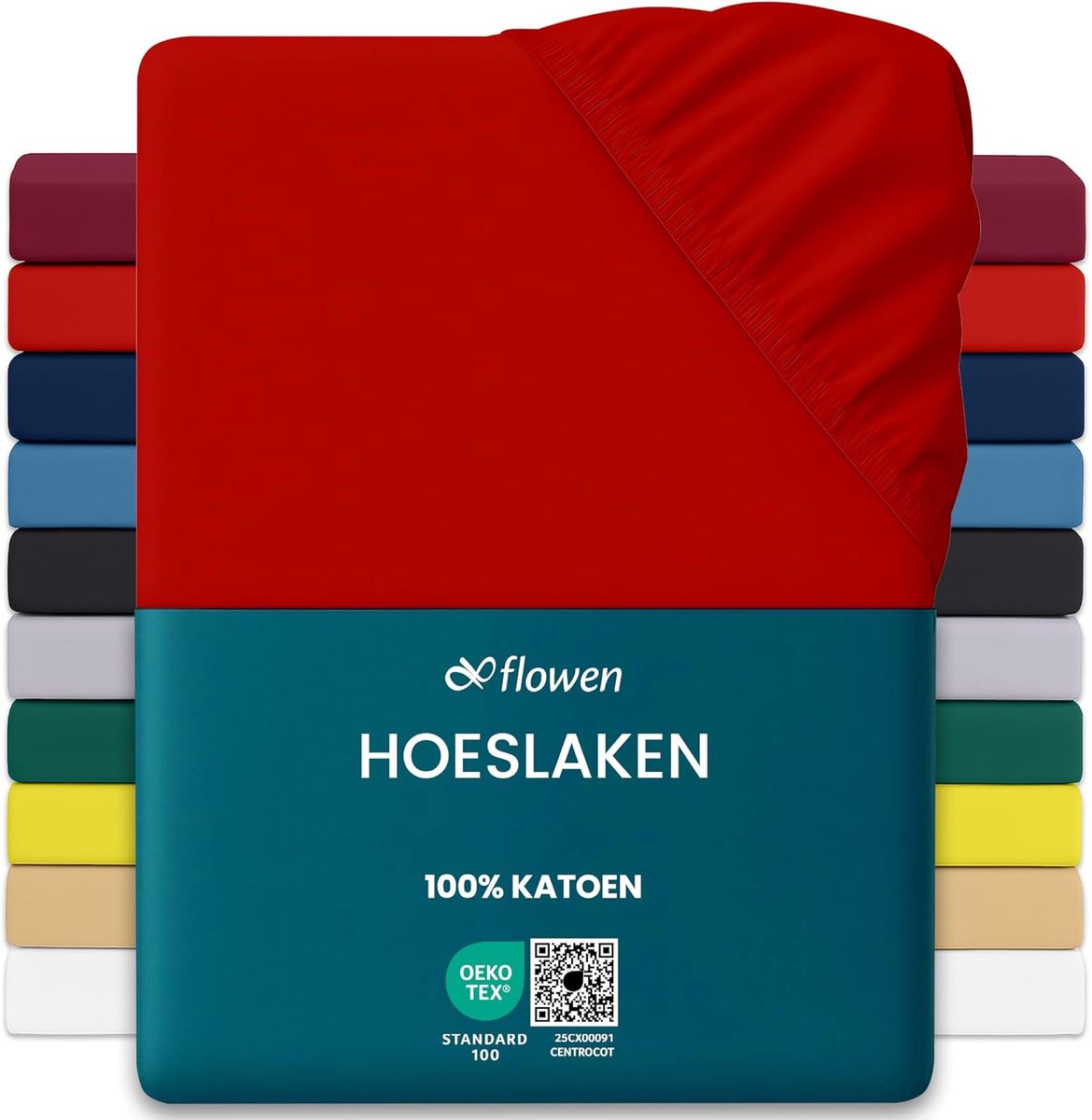 SnelShoppen - Fitted Sheet 160 x 190 cm Rood, 100% Katoen Jersey, Perfecte Pasvorm voor Matrassen tot 30 cm, Hypoallergeen, Ademend, Machinewasbaar