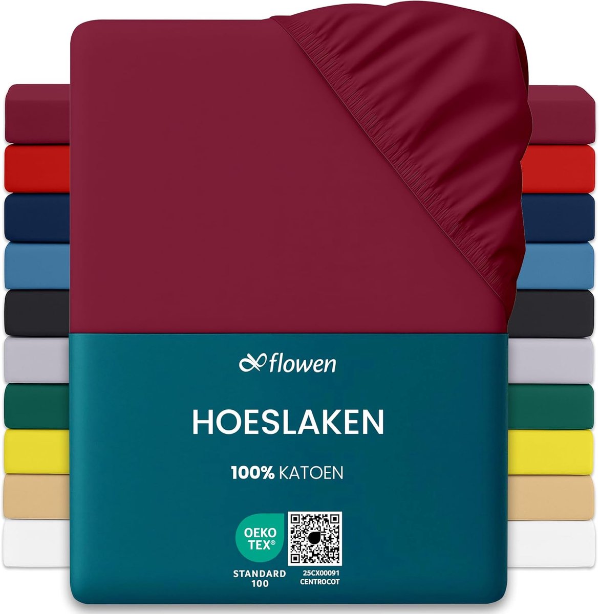 SnelShoppen - Fitted Sheet 120 x 190 cm Bordeaux 100% Katoen Jersey, Mite Proof, Ademend, Zacht en Duurzaam, Voor Matrassen tot 30 cm, Machinewasbaar