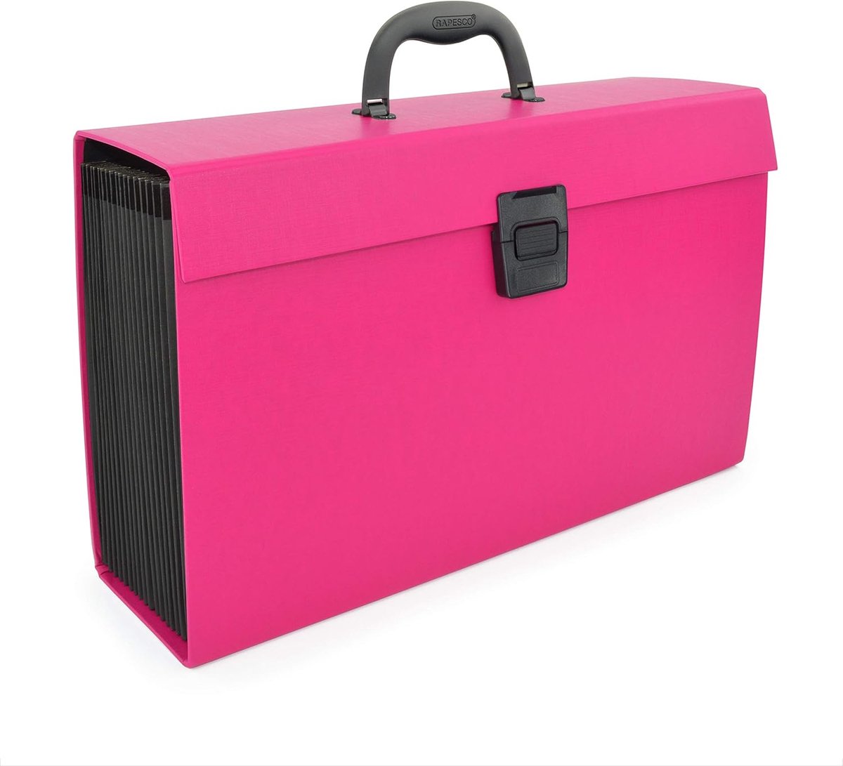 SnelShoppen - Vouwbare Documentbox met Handvat, 19 Compartimenten, A4+, Donkerroze - Ideaal voor Opbergen, Reizen, Kantoor, School en Organisatie