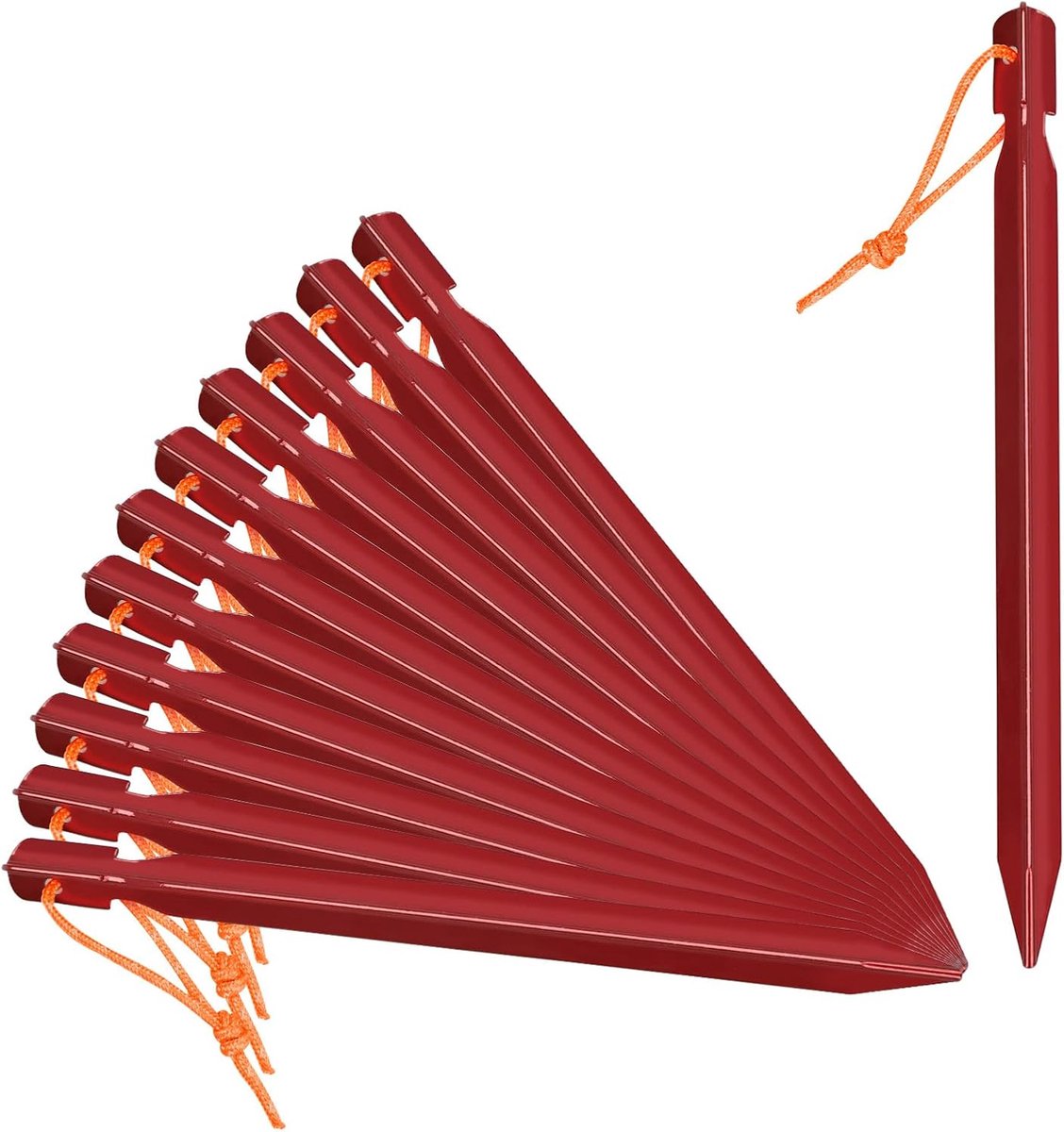 SnelShoppen - Aluminium Tent Haringen - Ultra Licht, Stevige 18 cm Camping Pegs, Met Reflectieve Touwtjes en Transporttas - Voor Outdoor, Hiking, Stra